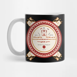 a vintage travel-themed t-shirt design with retro postcard illustrations faded colors and a distressed texture to give it an authentic retro look Mug